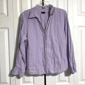 Talbots linen lilac button down blouse shirt top size 16w